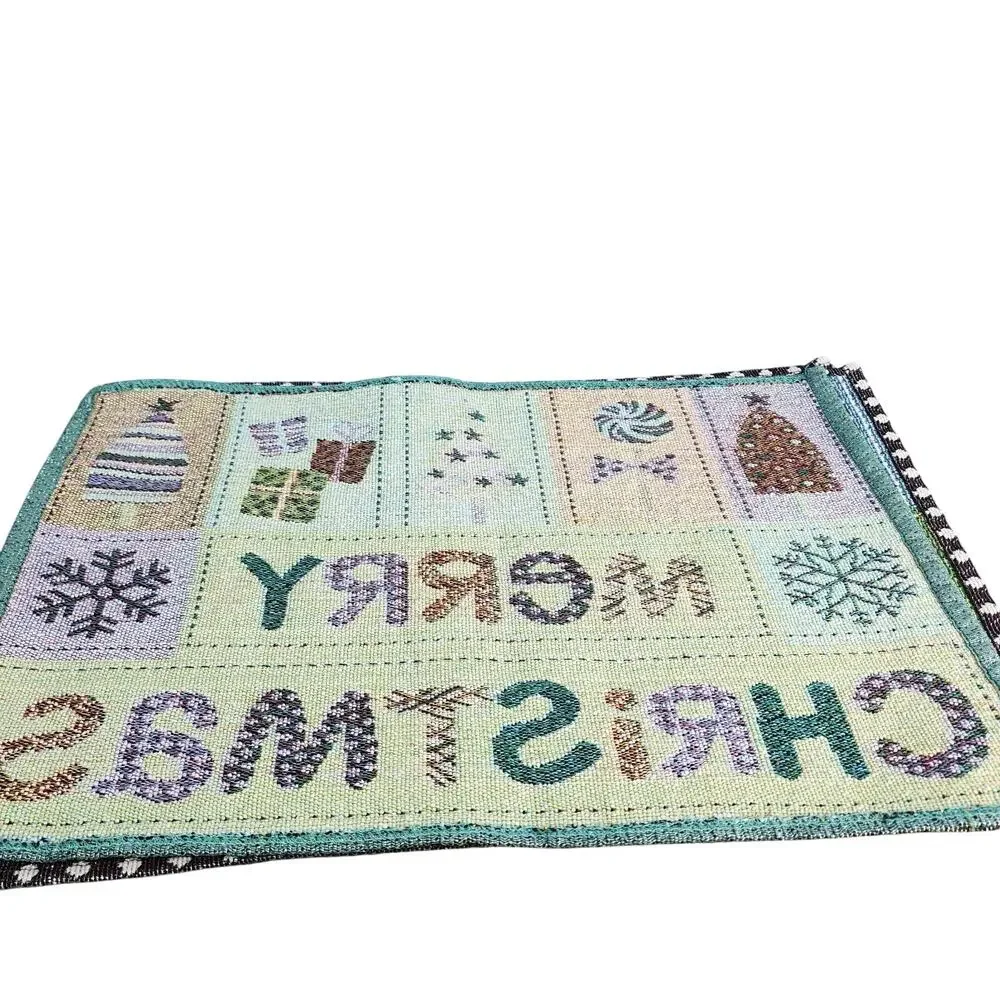 Merry Christmas Set Of 4 Tapestry Kitchen Dining Table Placemats 18x12 Sparkles